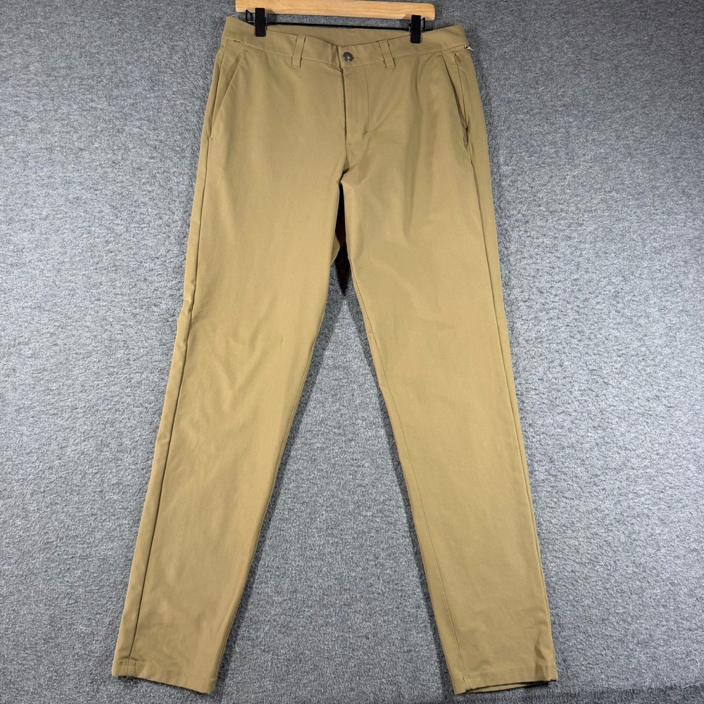 Lululemon Commission Slim Fit Pants Mens 34 Khaki Tan Technical Chino Trousers - Picture 1 of 13